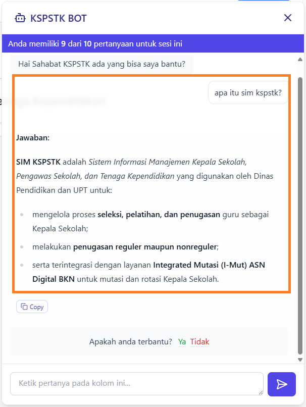 Tentang Chat dengan Bot Melalui SIM KSPSTK – Rumah Pendidikan